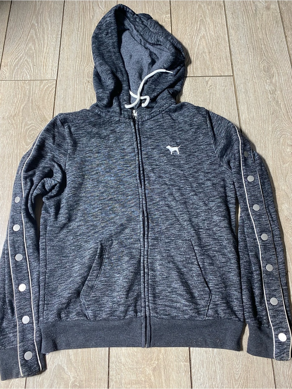Pink Victoria's Secret Full Zip Jacket Womens XS Gray Heathered Hooded